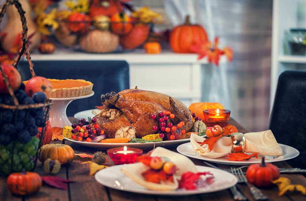 Picture of a well stocked Thanksgiving table